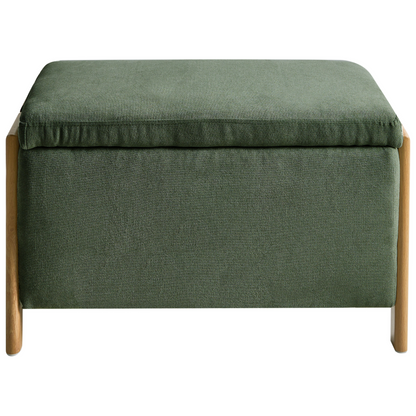 Storage Bench Green Fabric Upholstery With Hidden Integrated Storage Compartments