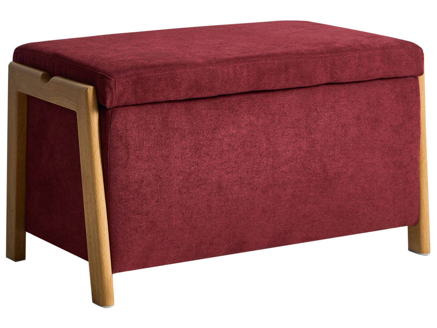 Burgundy Fabric Storage Bench Modern Design