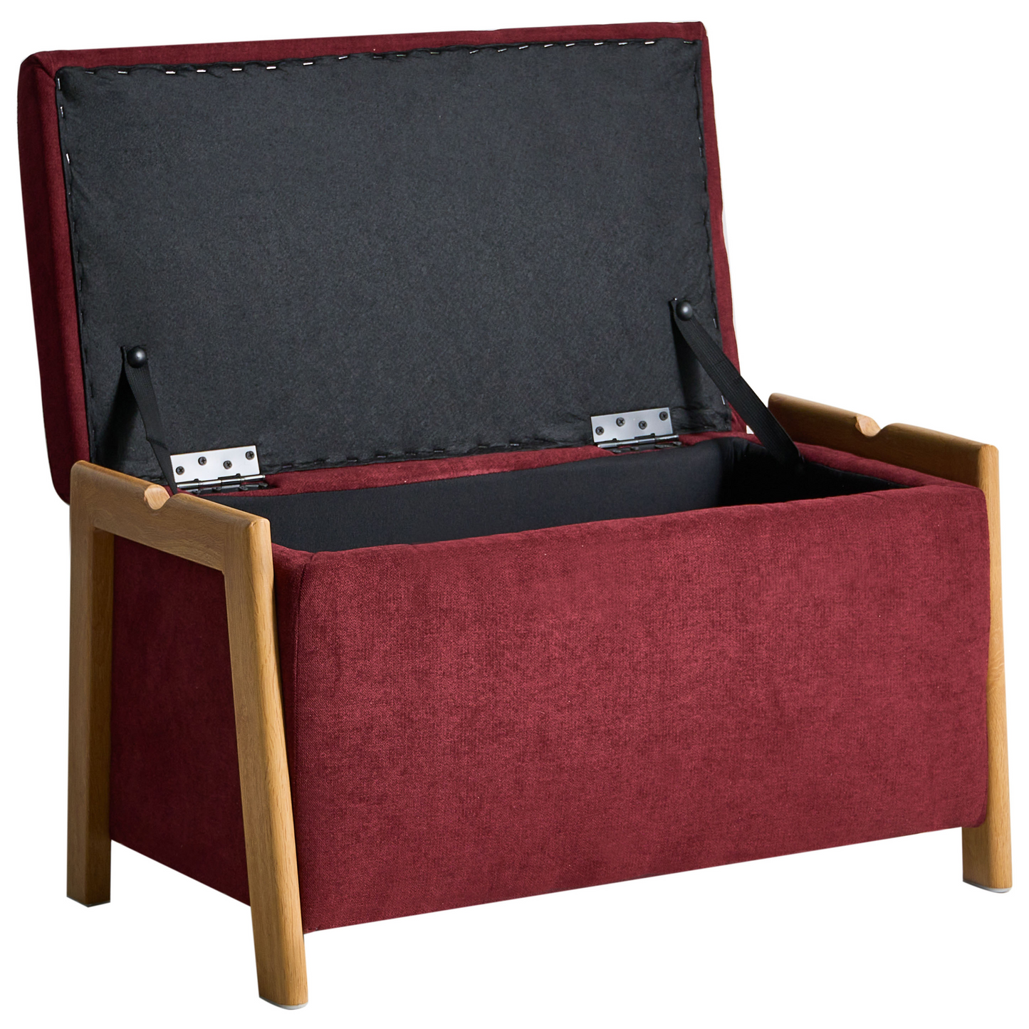 Burgundy Fabric Storage Bench Modern Design