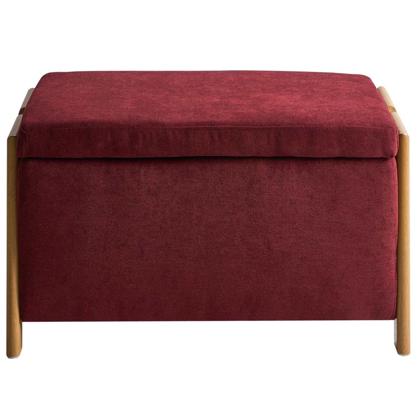 Burgundy Fabric Storage Bench Modern Design