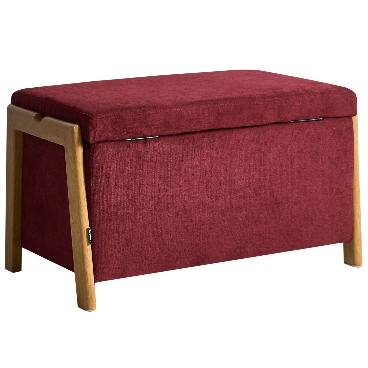 Burgundy Fabric Storage Bench Modern Design
