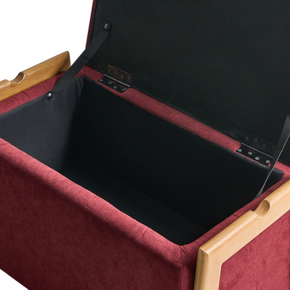 Burgundy Fabric Storage Bench Modern Design
