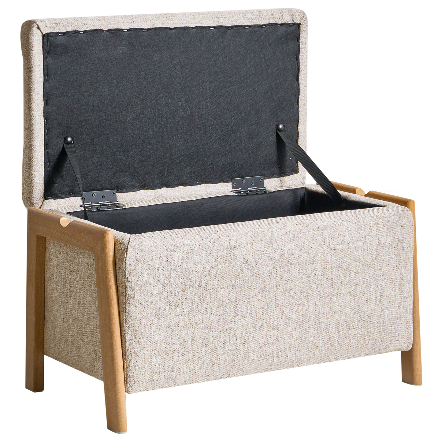 Glam Storage Bench Beige Fabric Underbed Storage Modern