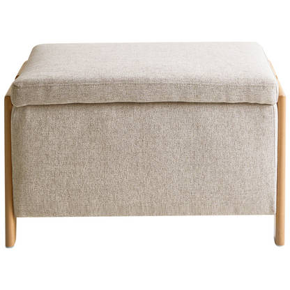 Glam Storage Bench Beige Fabric Underbed Storage Modern