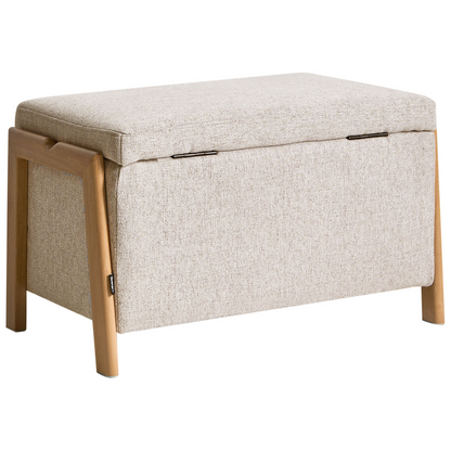 Glam Storage Bench Beige Fabric Underbed Storage Modern
