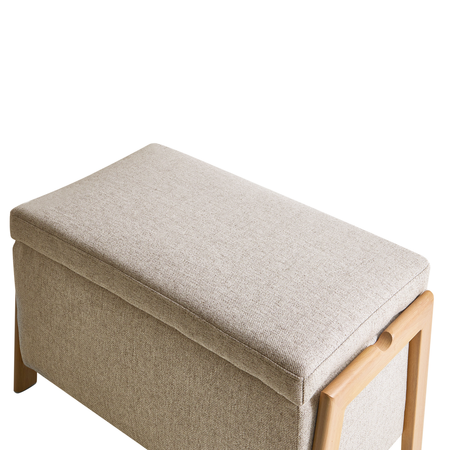 Glam Storage Bench Beige Fabric Underbed Storage Modern