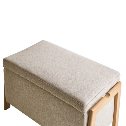 Glam Storage Bench Beige Fabric Underbed Storage Modern