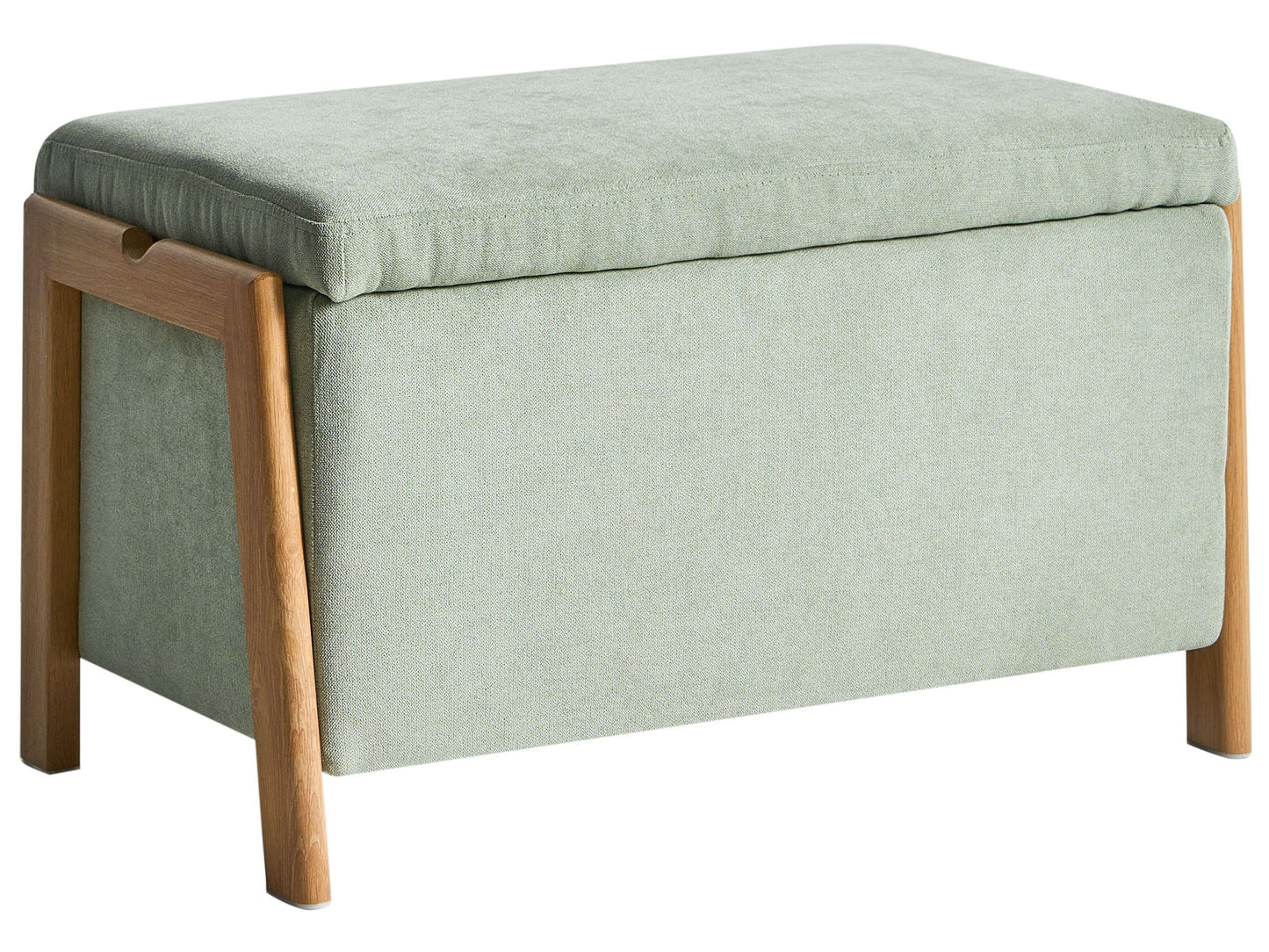 Storage Bench Light Green Fabric Upholstered Modern Glam