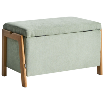 Storage Bench Light Green Fabric Upholstered Modern Glam