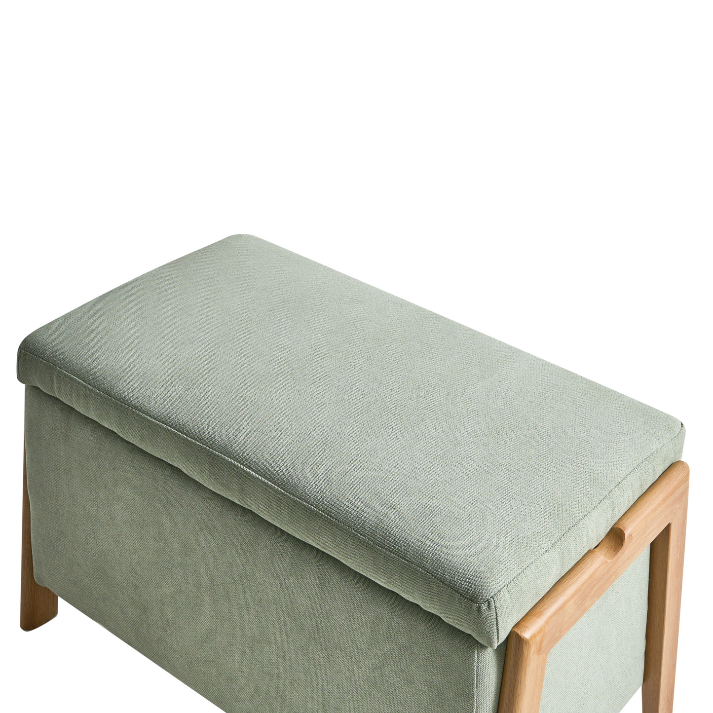 Storage Bench Light Green Fabric Upholstered Modern Glam