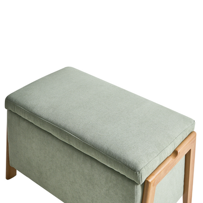 Storage Bench Light Green Fabric Upholstered Modern Glam