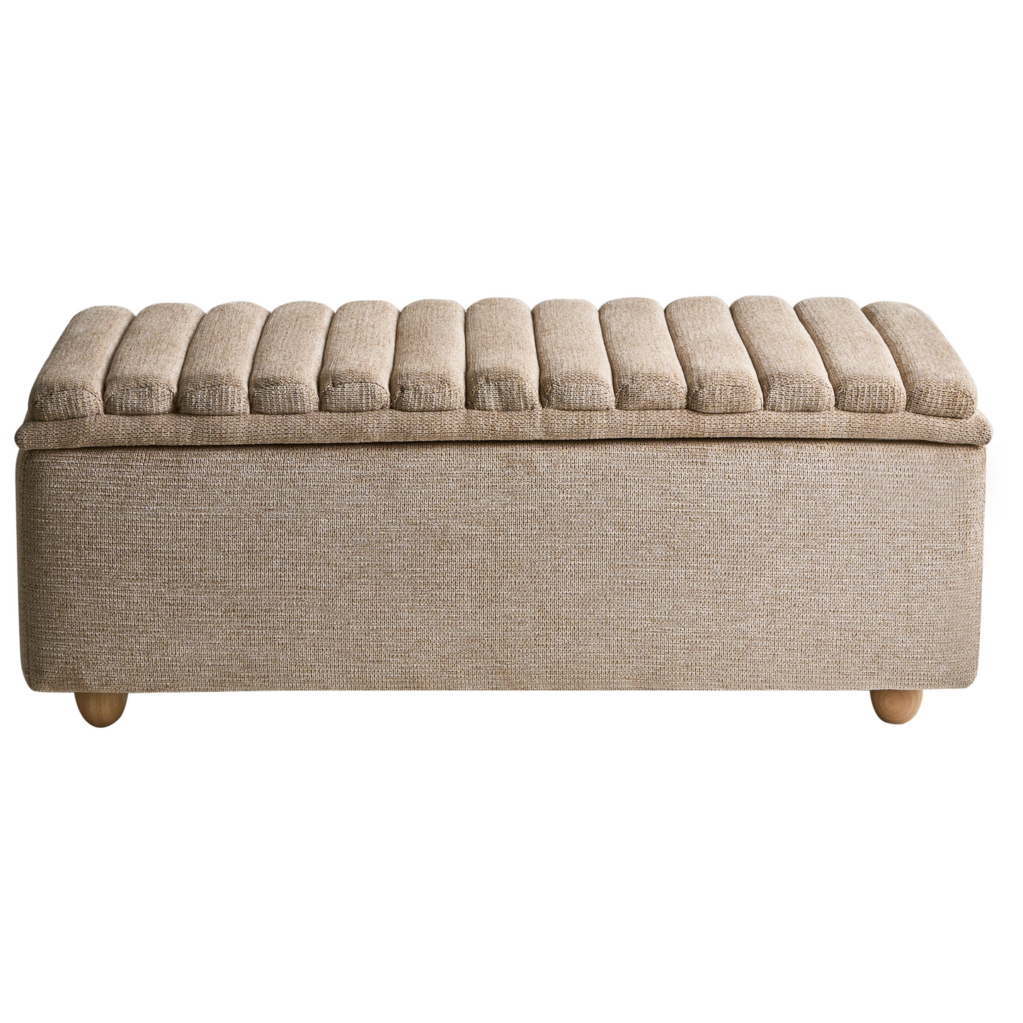 Storage Bench Beige Water-Repellent Fabric Upholstery
