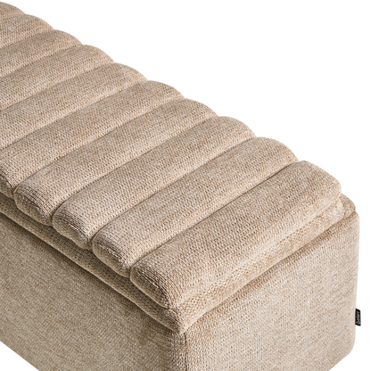 Storage Bench Beige Water-Repellent Fabric Upholstery