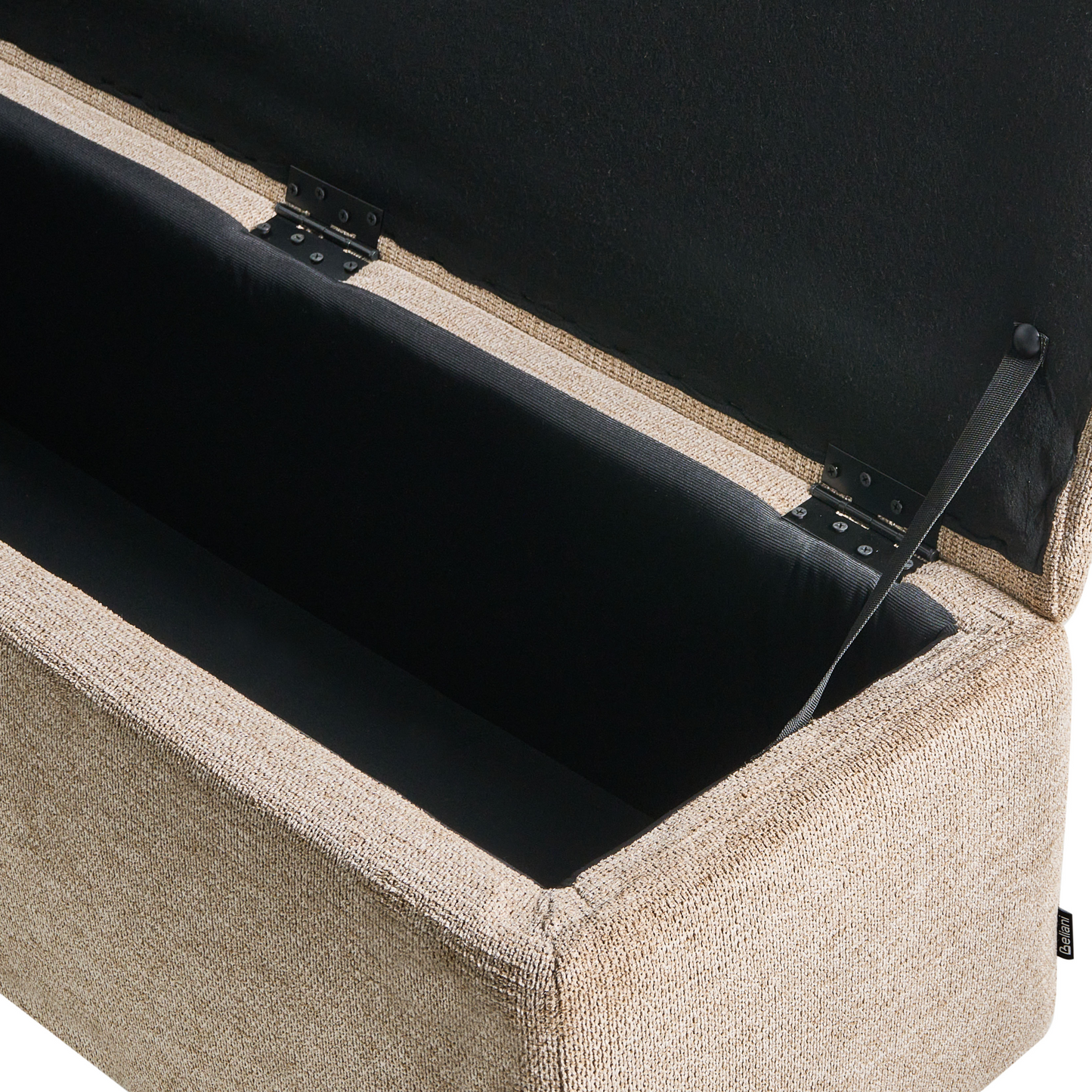 Storage Bench Beige Water-Repellent Fabric Upholstery