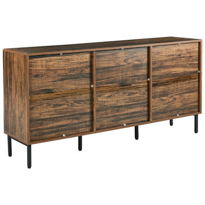 UrbanOak 9 Drawer Chest Dark Brown Black MDF With Iron Legs Modern Style Living Room Storage