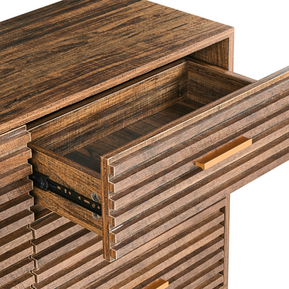 UrbanOak 9 Drawer Chest Dark Brown Black MDF With Iron Legs Modern Style Living Room Storage