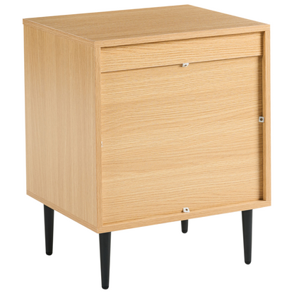 Nova Living Bedside Table Light Brown MDF With Iron Legs 2 Drawers