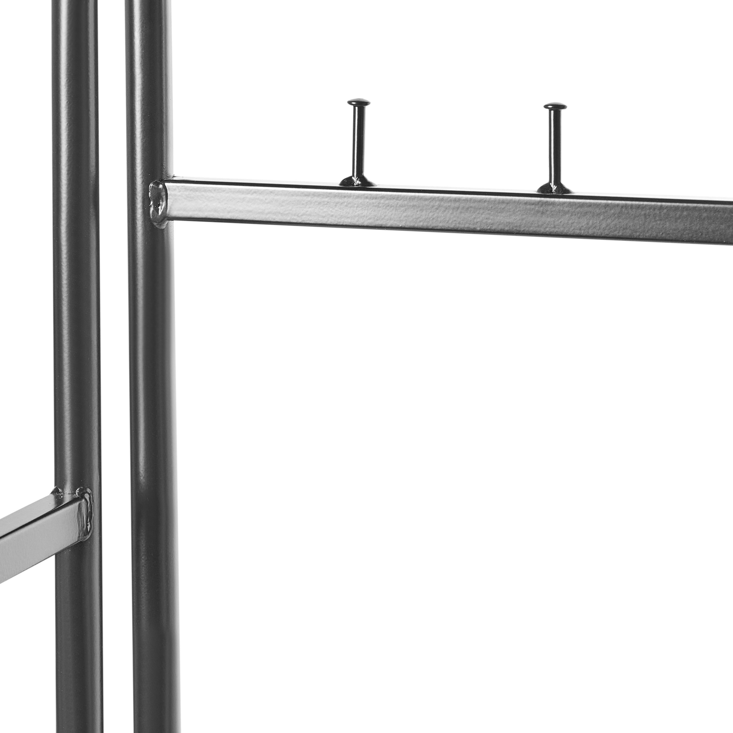 Industrial Black Clothes Rack 160cm Freestanding Steel Shelves