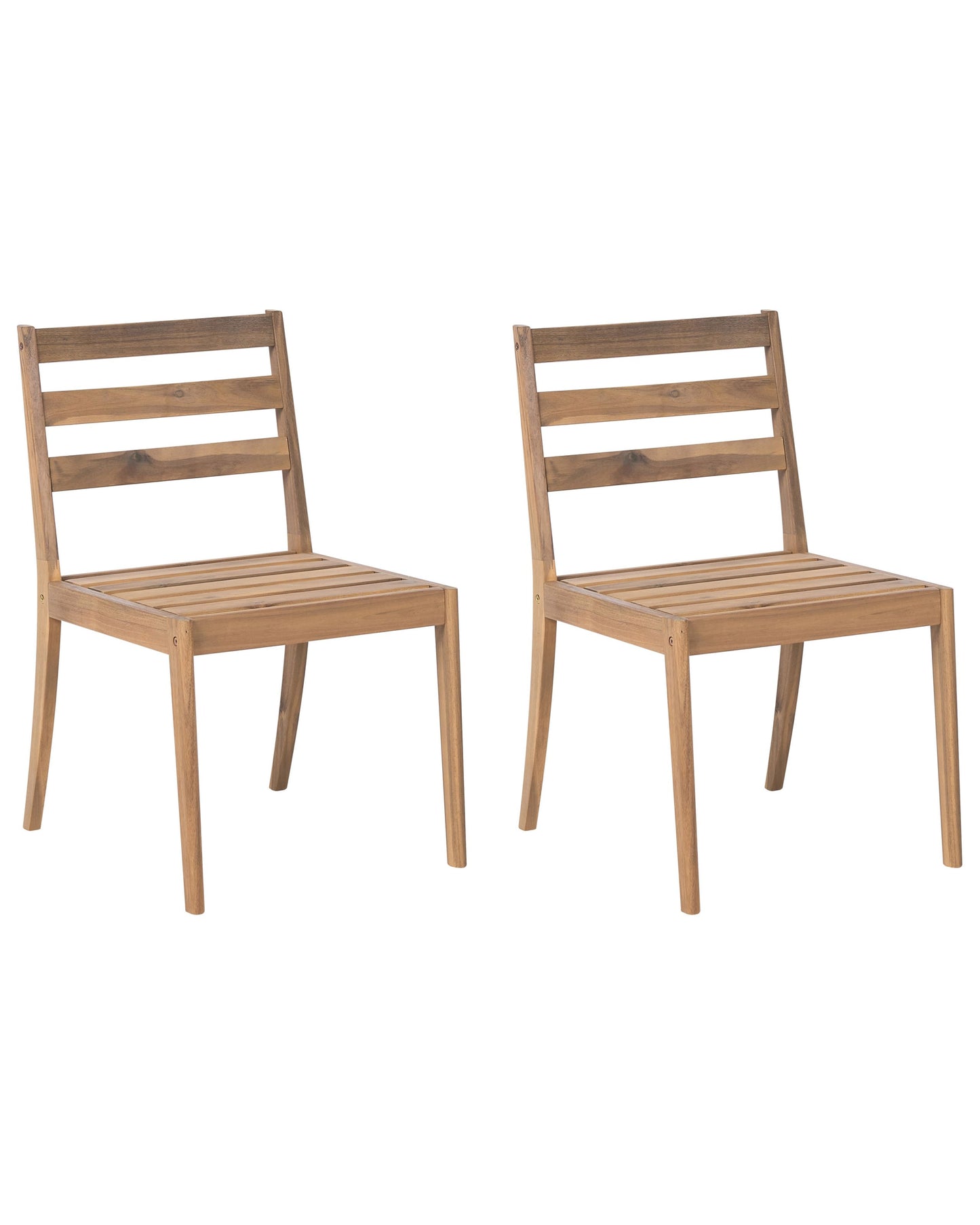 Garden 2 Chairs Set Light Brown Rustic Acacia Wood Outdoor