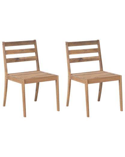 Garden 2 Chairs Set Light Brown Rustic Acacia Wood Outdoor