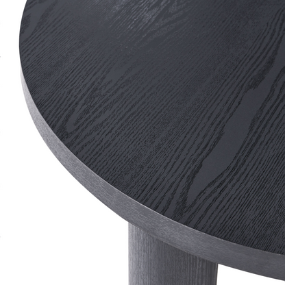 Black Round Coffee Table 80cm Smooth Top