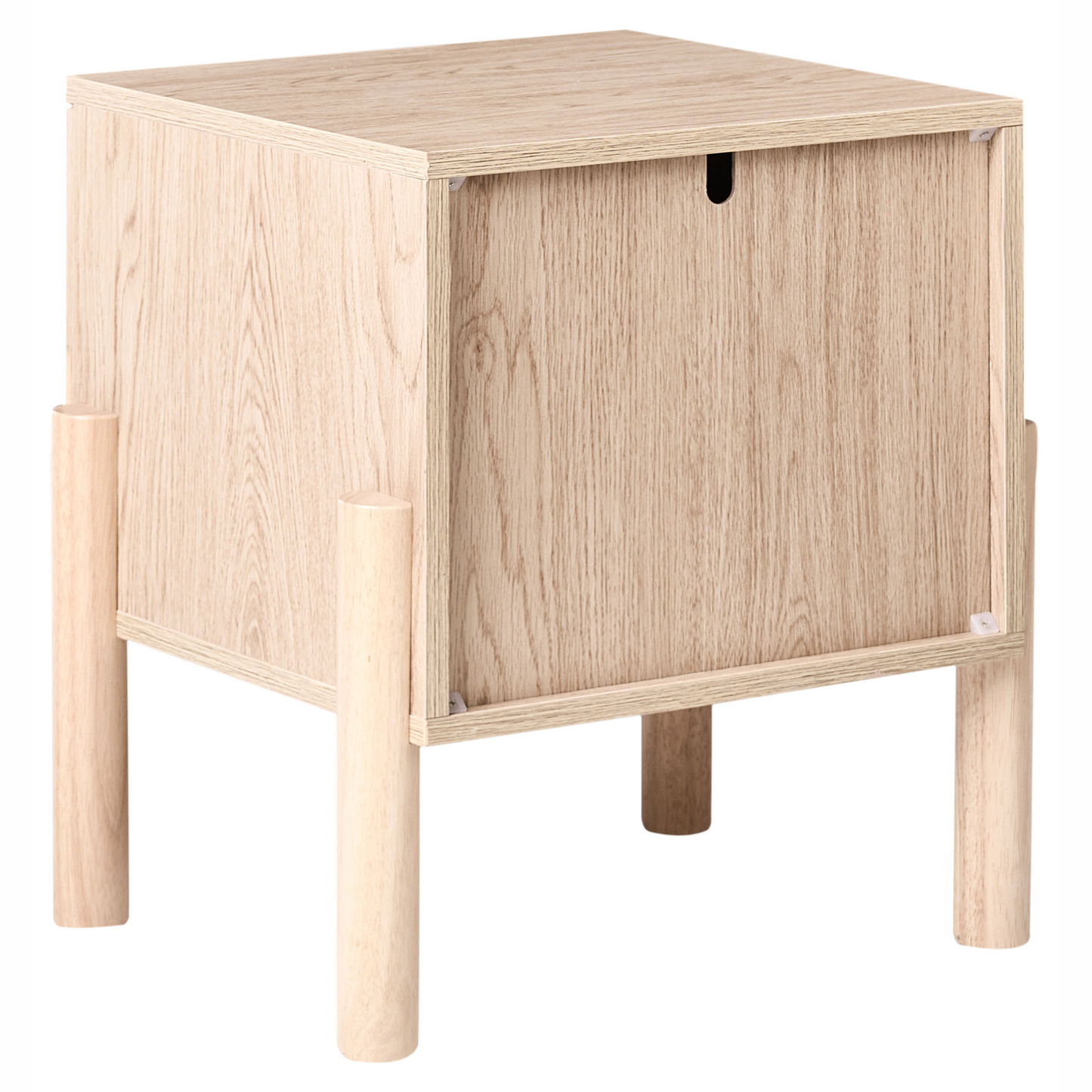 Bedside Table Light Brown Particle Board With Solid Wood Legs And Two Drawers