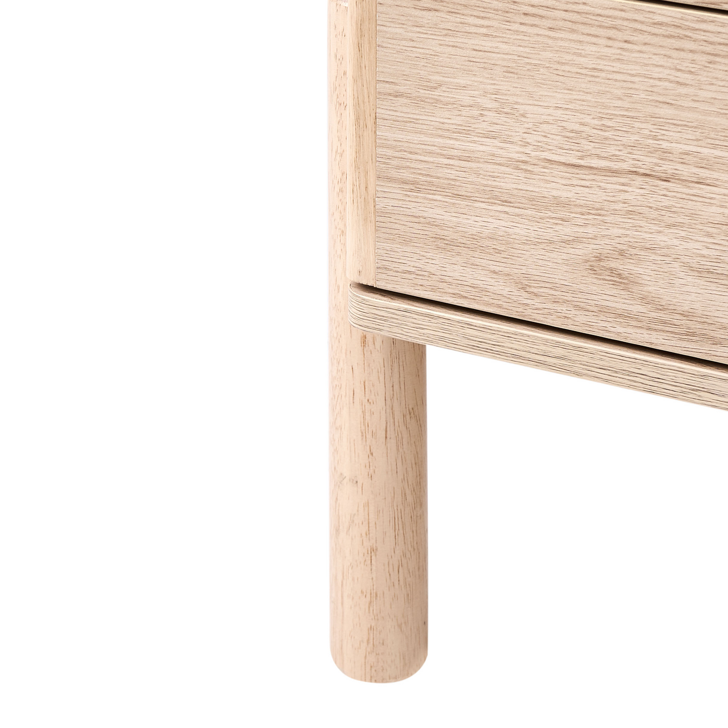 Bedside Table Light Brown Particle Board With Solid Wood Legs And Two Drawers