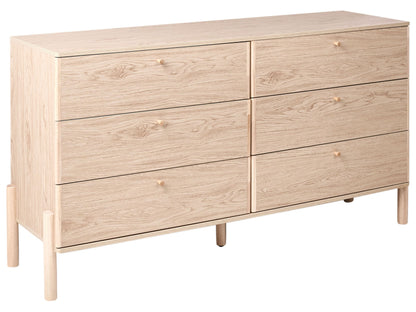 6 Drawer Chest Light Brown Particle Board Solid Wood Legs