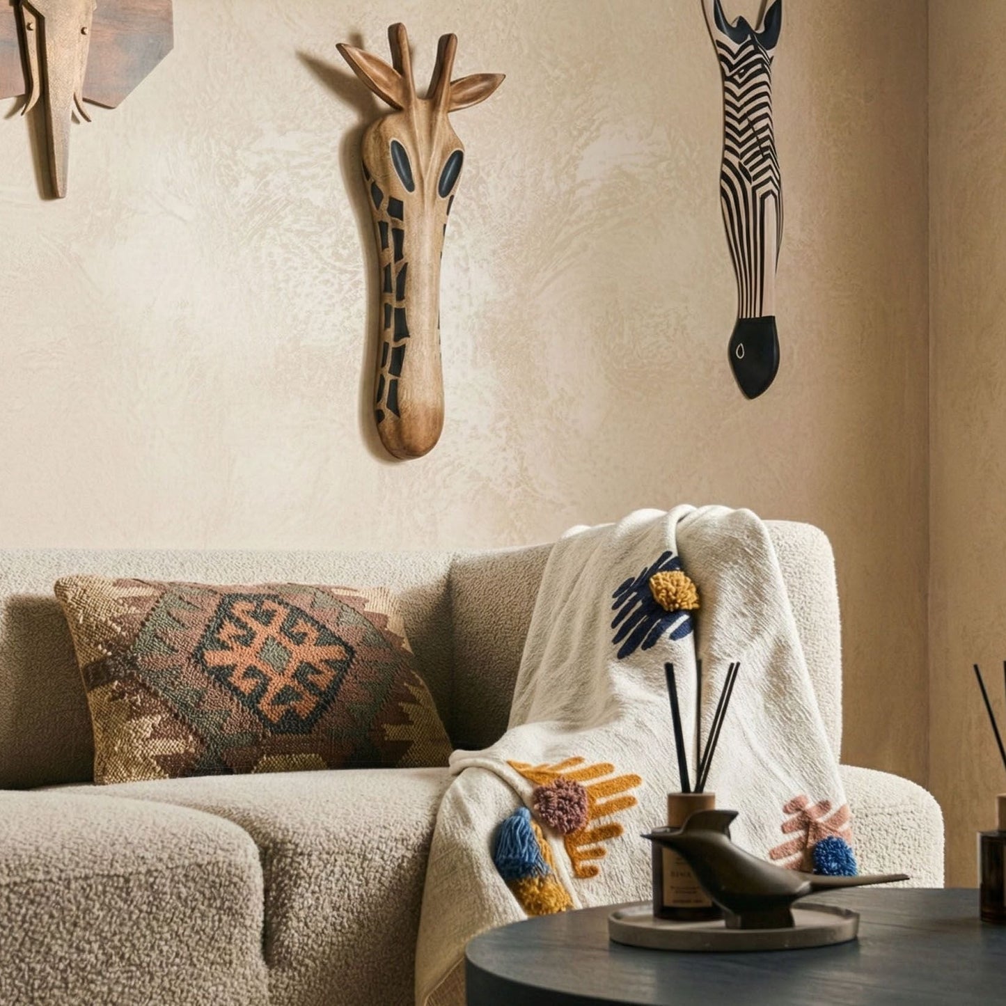 Style Giraffe Wall Decor Brown Mango Wood Handmade Boho