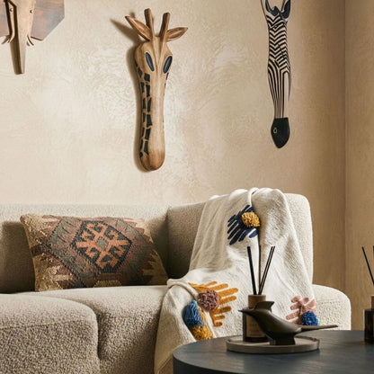 Style Giraffe Wall Decor Brown Mango Wood Handmade Boho