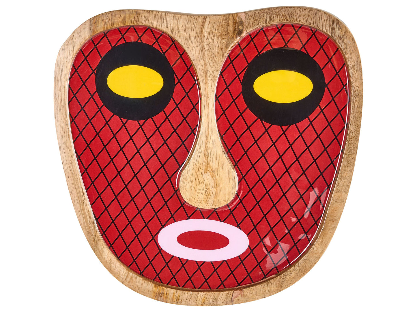 Red Mango Wall Decor Mango Wood Abstract Face Hanging Motif Handmade Boho African Style
