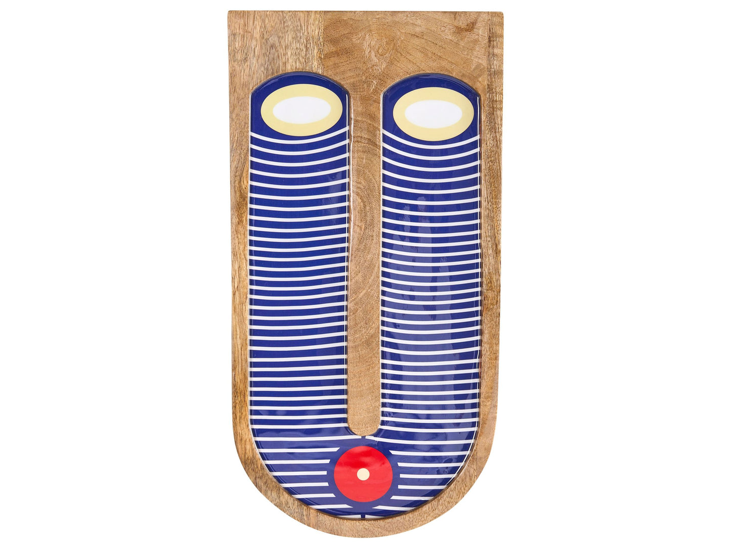Blue Mango Wood Wall Decor Handcrafted Abstract Face Motif