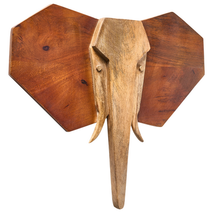 Brown Mango Wood Elephant Wall Decor Handmade Boho Style