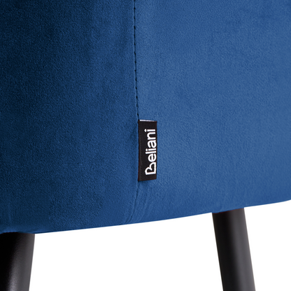 Noble Navy Velvet Bar Chair Set Of 2 With Armrests Cut-Out Backrest