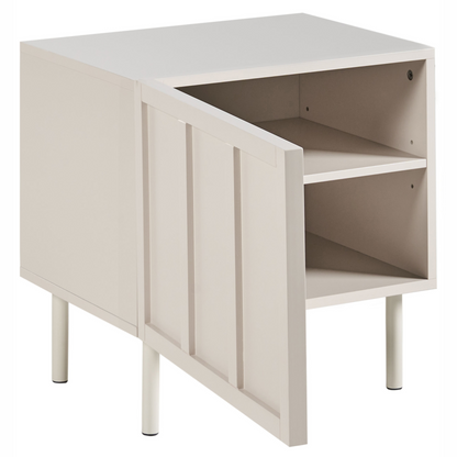 Cashmere Bedside Table Beige MDF With Metal Legs Two Shelves