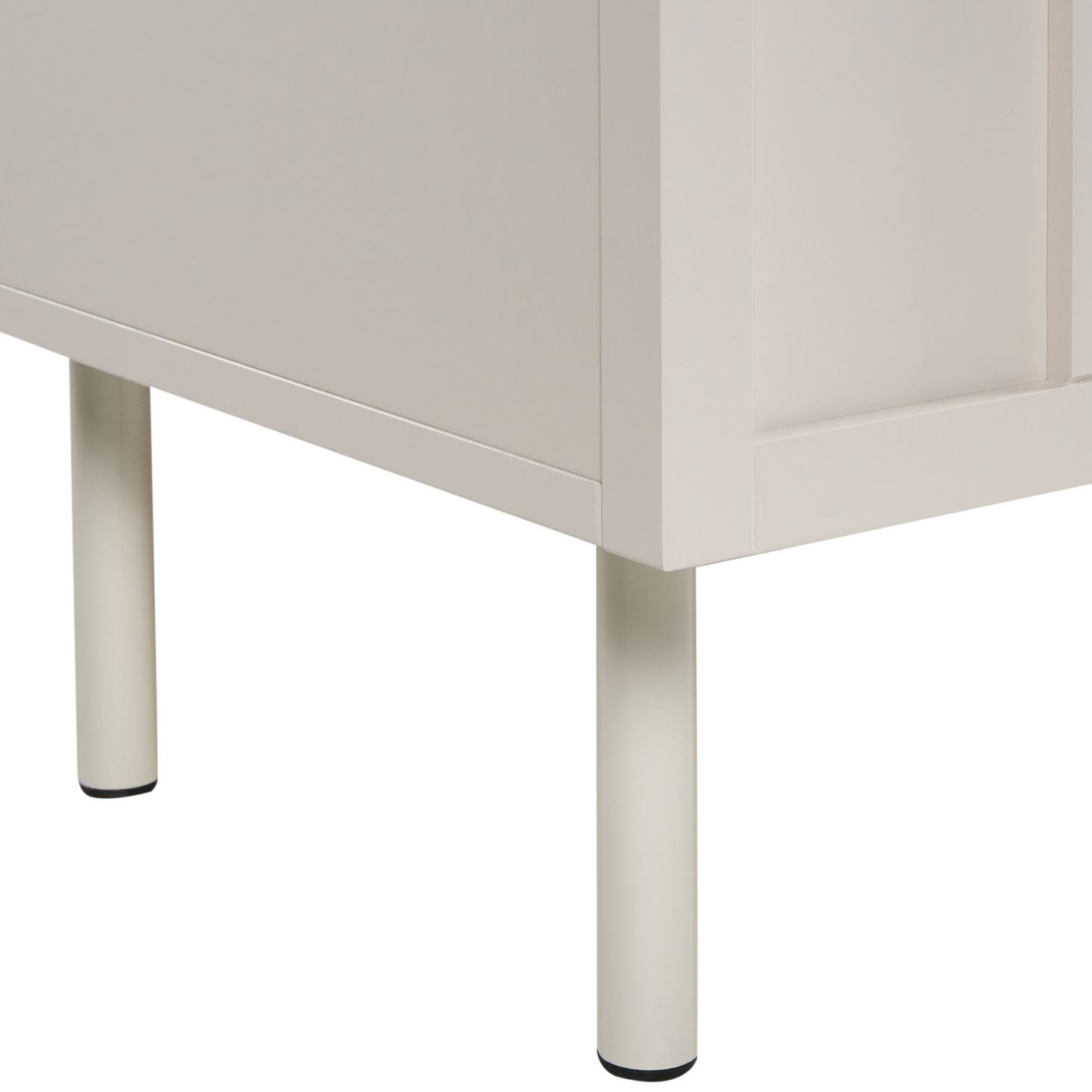 Cashmere Bedside Table Beige MDF With Metal Legs Two Shelves