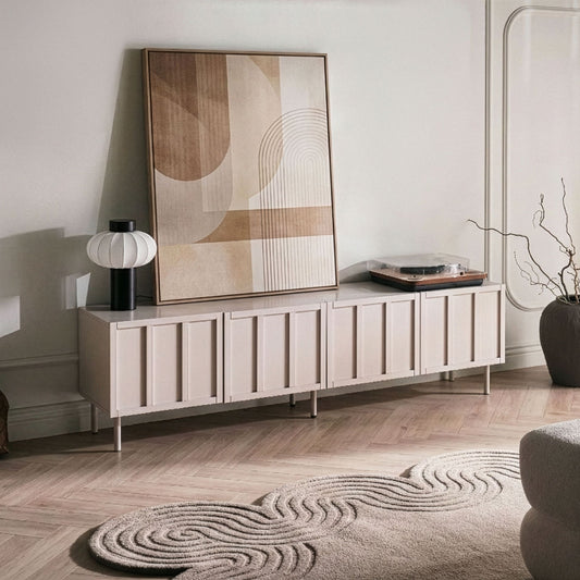 NovaCasa Cashmere TV Stand 4 Door Cabinet With Metal Legs