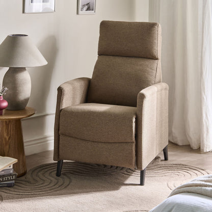 Brown Fabric Retro Recliner Chair Manual Push-Back 3-Position