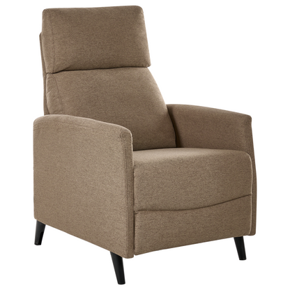 Brown Fabric Retro Recliner Chair Manual Push-Back 3-Position