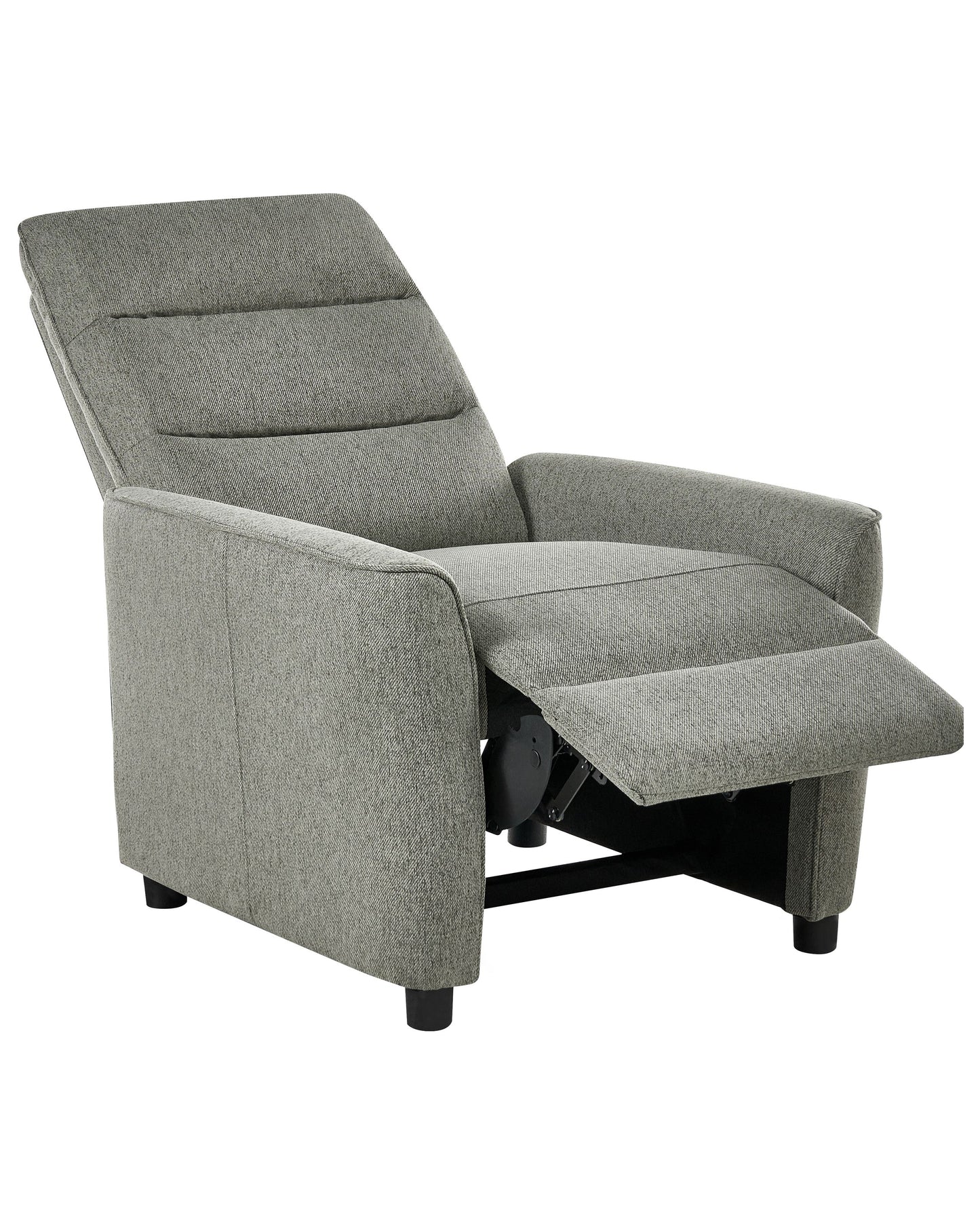 Recliner Chair Light Green Fabric Upholstery Manual Push Back With Adjustable Back And Footrest Retro Armchair
