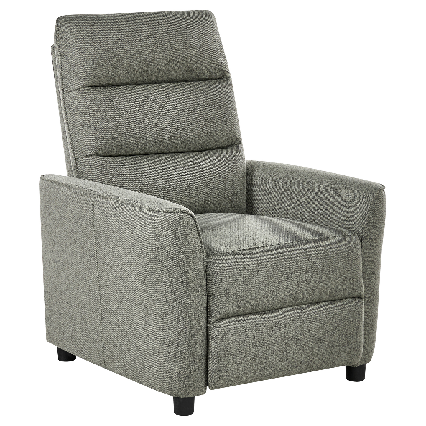 Recliner Chair Light Green Fabric Upholstery Manual Push Back With Adjustable Back And Footrest Retro Armchair