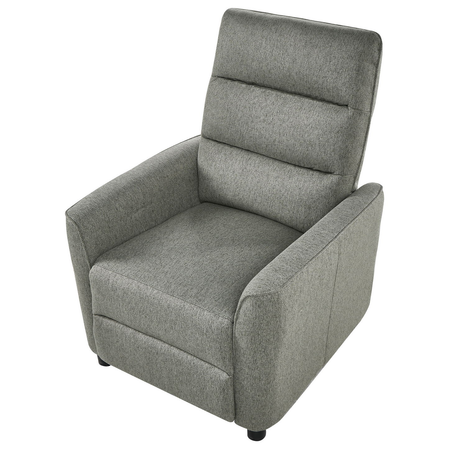 Recliner Chair Light Green Fabric Upholstery Manual Push Back With Adjustable Back And Footrest Retro Armchair
