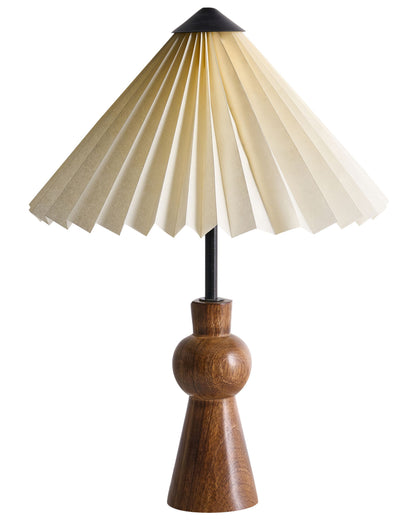 Table Lamp Beige Paper Shade Mango Wood Base
