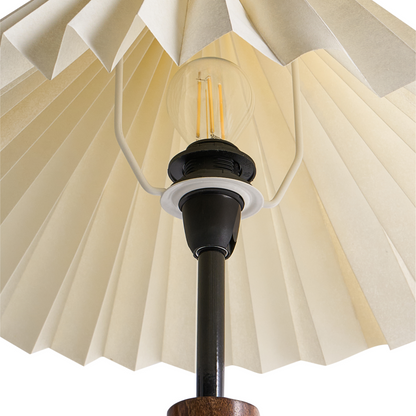 Table Lamp Beige Paper Shade Mango Wood Base