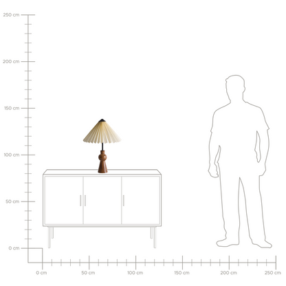Table Lamp Beige Paper Shade Mango Wood Base