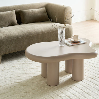 NovaCasa Coffee Table Taupe MDF 100x70 Oval Top Modern Minimalist