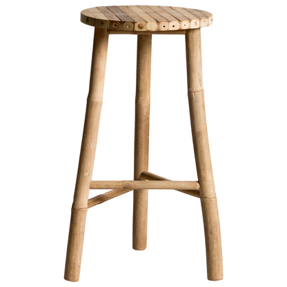 Bathroom Stool Tripod Side Table Natural Bamboo