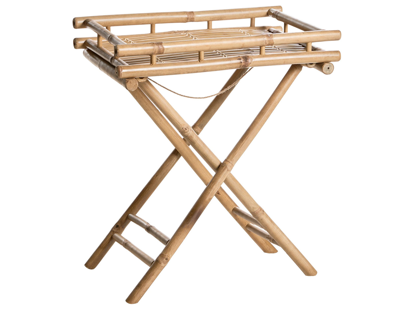 Bathroom Side Table Folding Tray Natural Bamboo