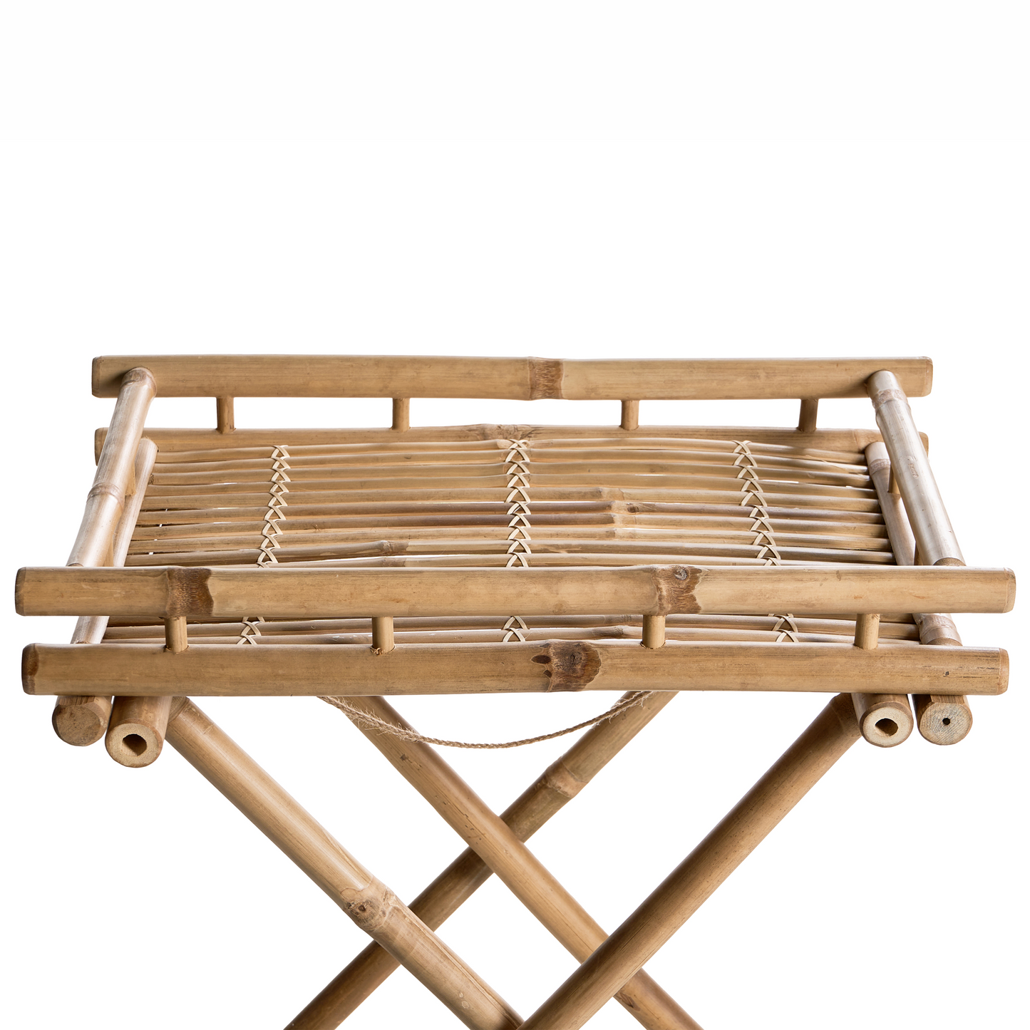 Bathroom Side Table Folding Tray Natural Bamboo