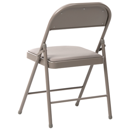 4 Pack Folding Conference Chairs Taupe Metal Frame Padded PU Seats And Backrest For Meetings